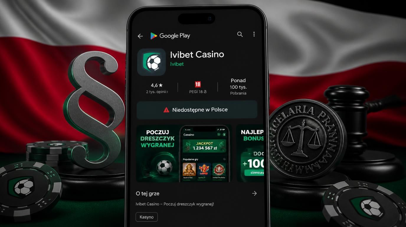 ekran aplikacji niedostępnej w Google Play Polska z elementami prawnymi